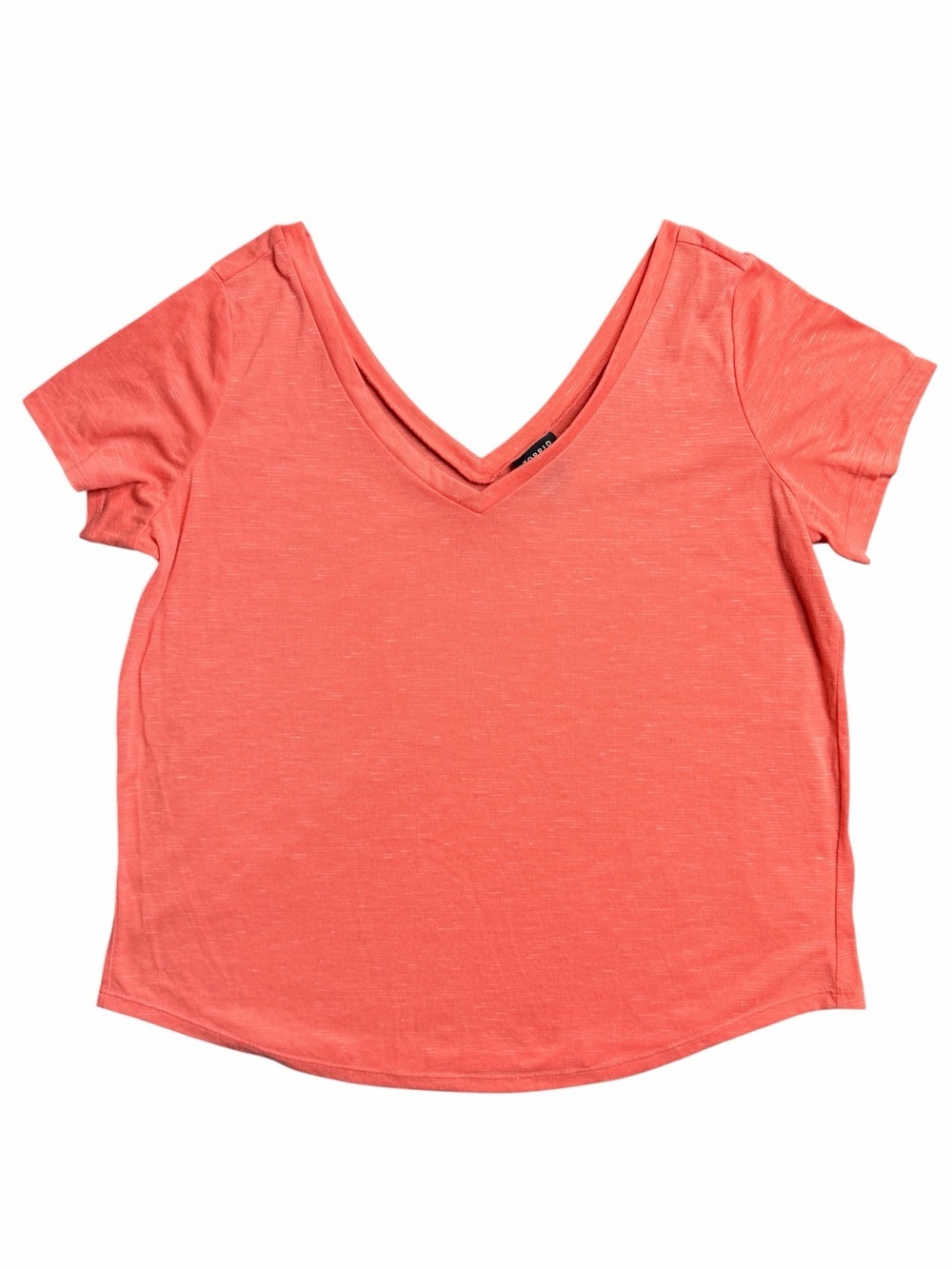 Torrid Coral V-Neck Slub Knit Tee Plus Size 1 Short Sleeve Top - Picture 3 of 5